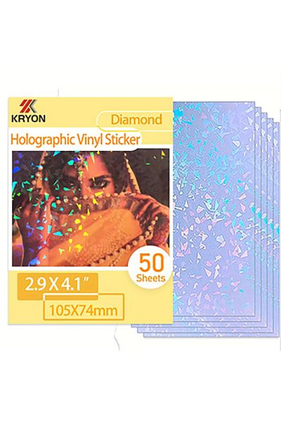 Choice Diamond 50 Sheets Diamond Size: 2.9 X 4.1 Inch Holographic Sticker Paper Glitter Clear Holographic O