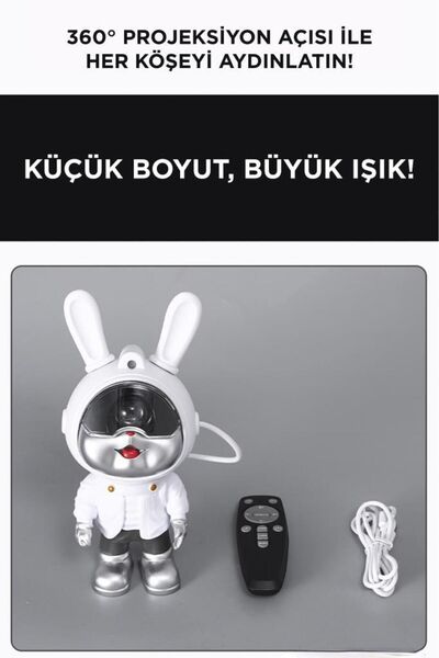 HALL BREATHE Beyaz Astronot Projektör Gece Lambası Gökyüzü ve Samanyolu Projeksiyonu