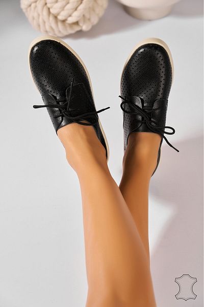 Joana Women's Loafers Natural Leather Black Kerensa