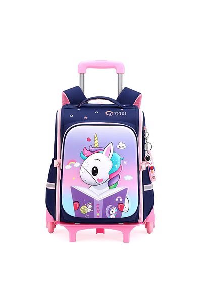 esabela Trolley Bag for Kids, Bag for School, Lightweight Water-proof, Trolley Bag Blue Unicorn