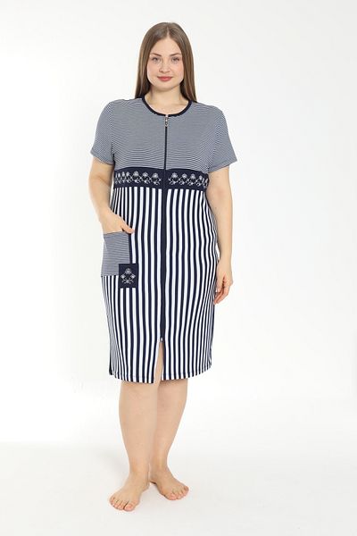ROMEO LİFE Women's Plus Size Lycra Viscose Fabric Zippered Dress