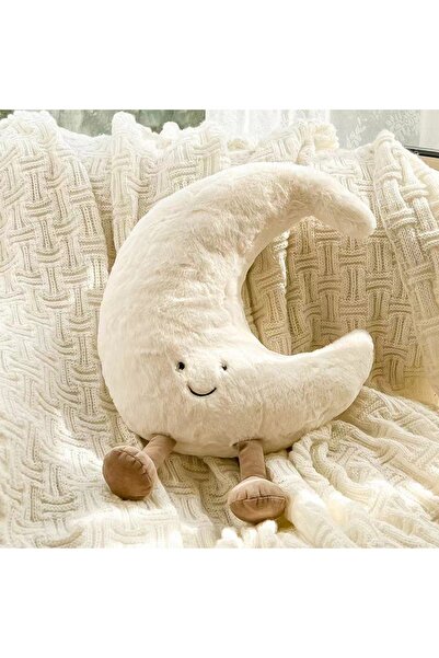 Choice وسادة محشوة بشكل وجه مبتسم للقمر والشمس الصفراء 30 سم - لعبة ديكور عالية الجودة لغرفة الأطفال