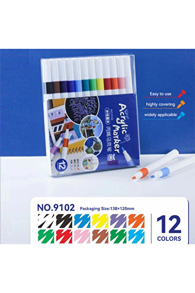 Choice مجموعة أقلام تحديد أكريليك 12 لونًا/12-60 لونًا/قلم ألوان مائية فني متعدد الأغراض/سريع الجفاف/للطلاب