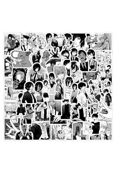 BANDAI 50 قطعة، 10/30/50/100 قطعة، ملصقات أنمي رجل المنشار باللونين الأسود وا...