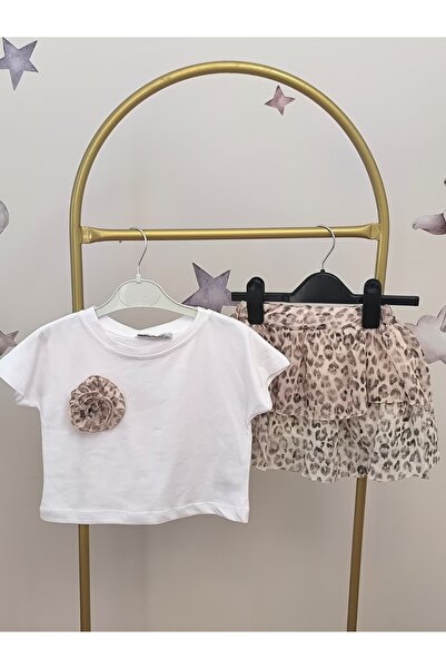 kidsense Girl's Collar Flower Detailed Chiffon Skirt Eid Suit