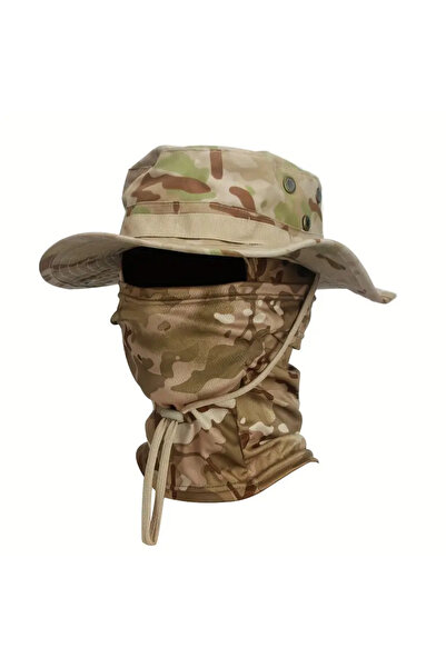 Choice قبعة بوني مموهة من Desert CP مع قناع وجه وقبعة ناعمة قابلة للطي للصيد في الهواء الطلق وصيد الأسماك وواسعة النطاق