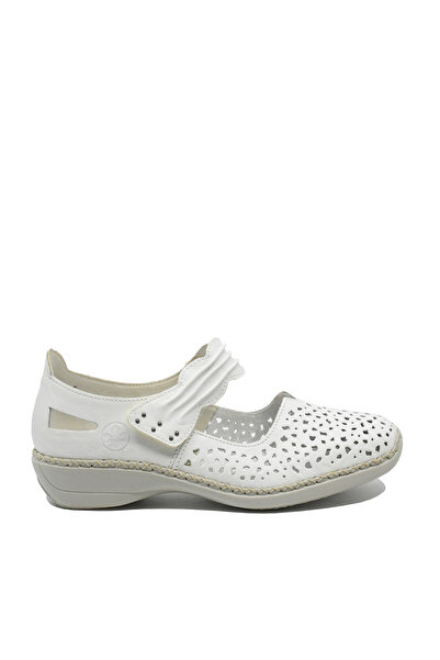 Rieker Perforated Strap Shoes White Leather RIK 41399-80