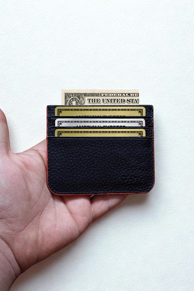 VANİLLA COLLECTİON Genuine Leather Card Holder Classic Ultra Thin Unisex Black Red Edge Painted Card Holder