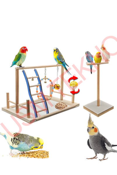 usmtekno Kuş Oyuncağı Kuş Oyun Parkı Muhabbet Kuşu Papağan Oyun Parkuru Kuş S...