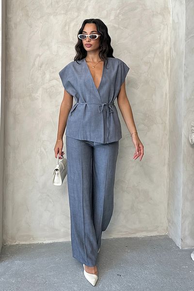 MD trend Women's Tie-Up Vest Pants Double Suit