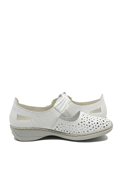 Rieker Perforated Strap Shoes White Leather RIK 41399-80