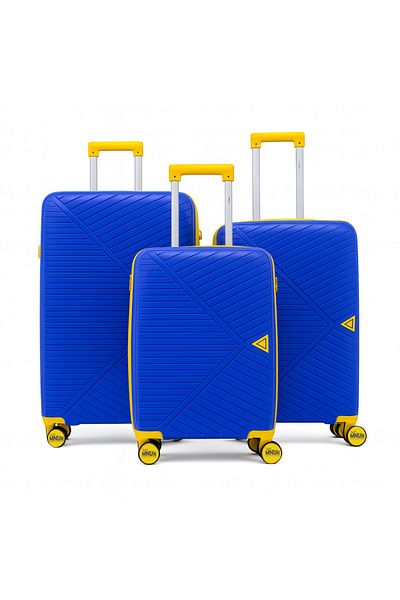 Mnuk VIATOR PREMIE Set of 3 Luggage with Anti-Theft double Zipper, PP Material | 20/24/28-Blue