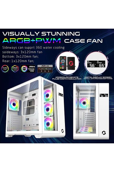 GAMEON GO-INFINITY-A ARGB Mid-Tower Case, 4 Pre-Installed ARGB Fans, ATX/Micro-ATX/Mini-ITX Support