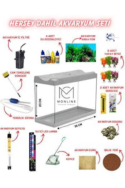 MS AKVARYUM CANLILARI ÜRETİM VE TEDARİK TESİSİ HERŞEY DAHİL AKVARYUM SETİ 35C...