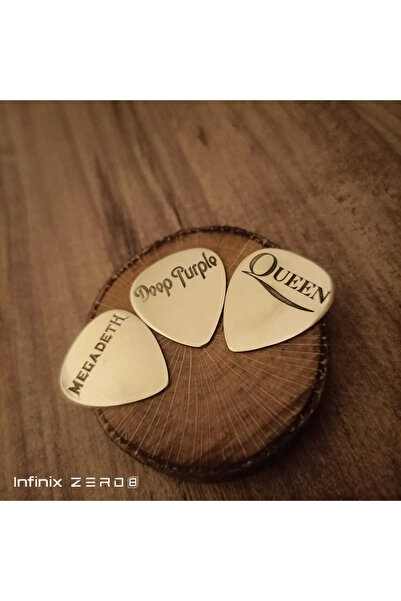 penakolik Gitar Pena Queen Deep Purple Megadeth 3 Lü Metal Pena Seti Sarı Pir...