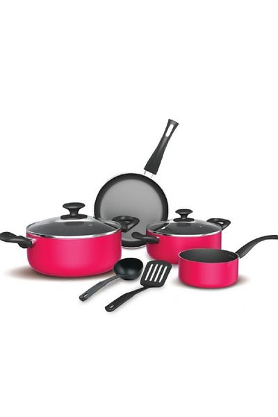 Cooking Pot Sets Homeway Non-Stick Cookware Set, Multi Color, 8 Pcs