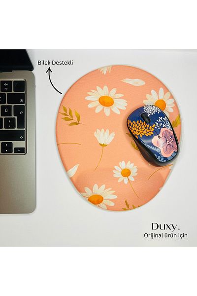 Duxy Flower Pattern Wrist Support Mouse Pad, Non-Slip Base, Comfortable and Soft Mousepad for Home Office and Gaming