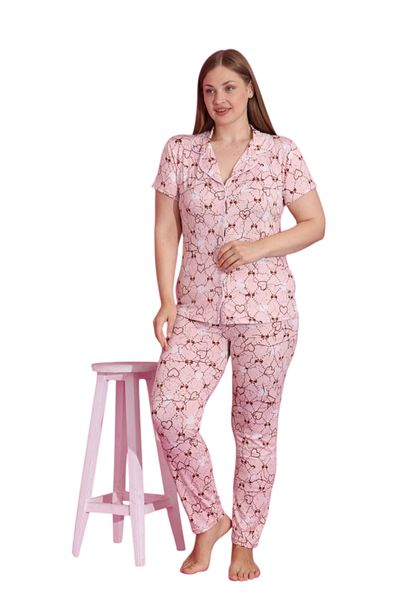 Emir Store Large Size Buttoned Women's Pajama Set