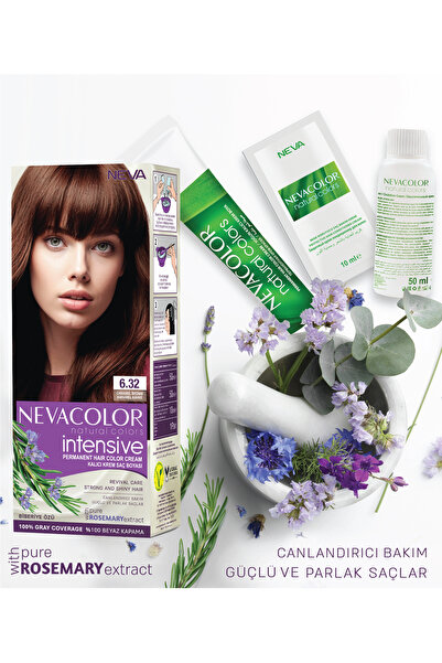 Neva Color INTENSIVE 6.32 KARAMEL KAHVE Kalıcı Krem Saç Boyası Seti