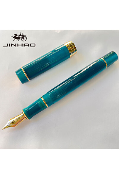 Choice قلم حبر جاف جينهاو 100 من إي إف بيكوك بلو، بتصميم كلاسيكي من السيلولويد، ذو رأس رفيع، أداة كتابة ناعمة