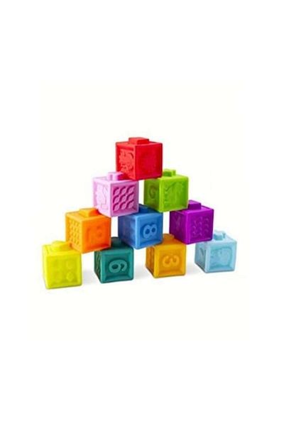 Creative World Toys Set 10 Cuburi Moi pentru dentitie si baie, multicolor, silicon