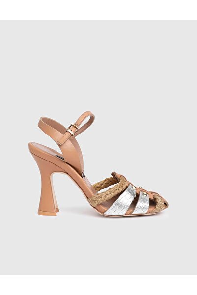 İLVİ Devila Genuine Leather Tan Women's Heeled Sandals