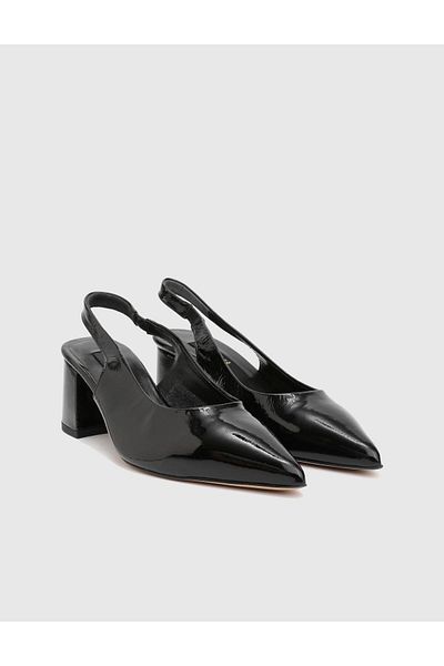 İLVİ Raquel Genuine Patent Leather Women's Black Heeled Sandals