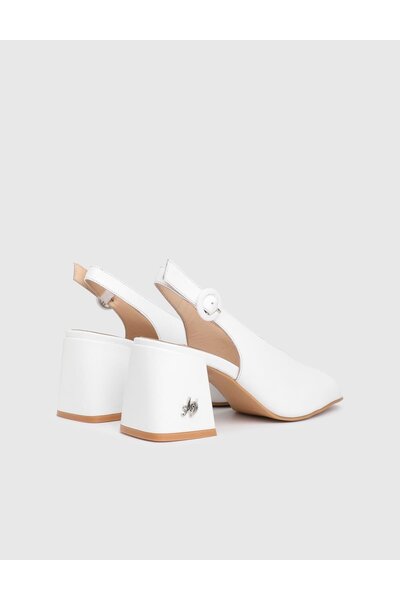 İLVİ Tosha Hakiki Deri Beyaz Kadın Topuklu Sandalet