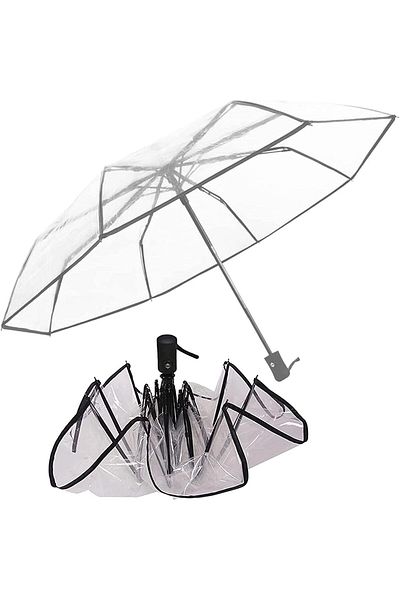 SP ISNUP SYOSI Clear Bubble Umbrella - Automatic Open and Close Transparent Travel Dome for Women, Girls, Kid