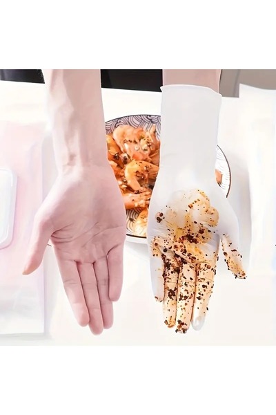 MG HOME 8 Adet M BEDEN Beyaz Eldiven Temizlik Eldiveni Lateks Tek Kullanımlık...