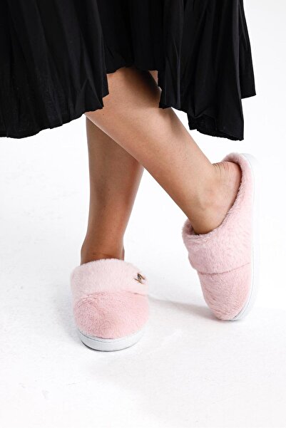 NOVİNS Women's Plush Button Detailed Comfortable Flexible Soled Washable House Slippers Dowry Slippers