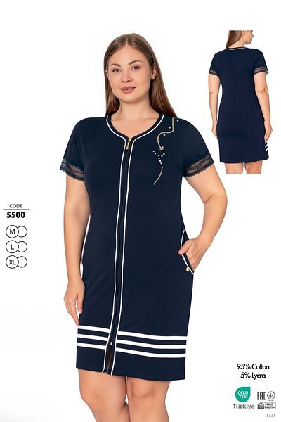 ROMEO LİFE Women's Cotton Lycra Zippered Dress 5500