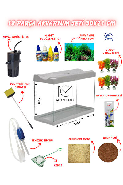 MS AKVARYUM CANLILARI ÜRETİM VE TEDARİK TESİSİ 18 PARÇA AKVARYUM SETİ 30CM AK...