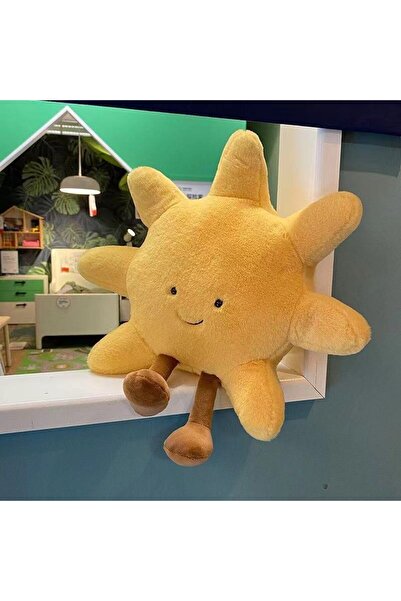 Choice وسادة أفخم عالية الجودة بتصميم وجه مبتسم مع قمر وشمس صفراء مقاس 46 سم، لعبة مناسبة لغرفة نوم الأطفال.