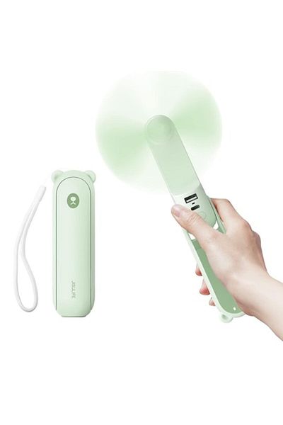 2DAYFIND Ventilator portabil 4500mAh cu baterie, W71, silicon, verde mentă