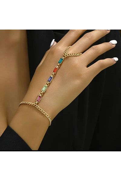My Life Accessory Colorful Crystal Stone Steel Shahmeran Bracelet