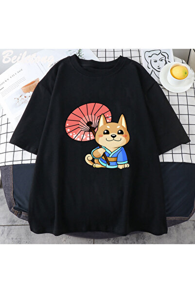 Tarzsokak Imprimeu grafic cu desene animate cu câini negri Anime Kawaii din a...