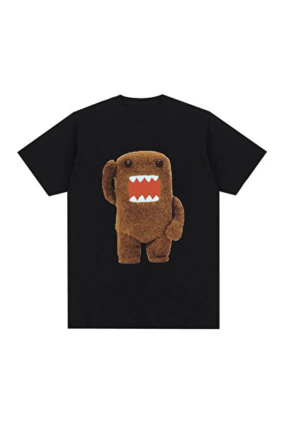 Tarzsokak تي شيرت أسود لطيف ومتبلل من Domo Kun مناسب لـ Harajuku