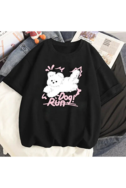 Tarzsokak Tricou cu grafică cu pisică drăguță și desene animate negre, imprim...