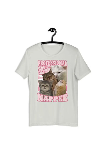 Tarzsokak White Professional Napper Funny Cat Meme Gift Tricou Goofy Ahh pent...