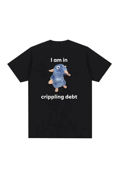 Tarzsokak Negru, amuzant, meme, tricou cu pluș cu șobolanul „Crippling Debt Rat”