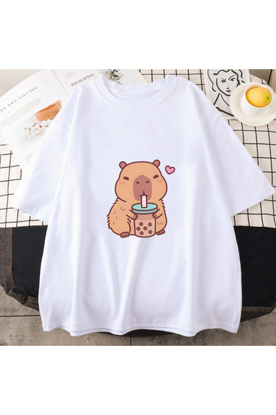 Tarzsokak Capybara albă iubește băutura de ceai cu bule de vară pentru bărbaț...