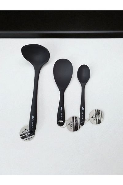 EMPA A V M Ivory Fireproof Non-Stick Scoop Rice and Food Spoon Set of 3