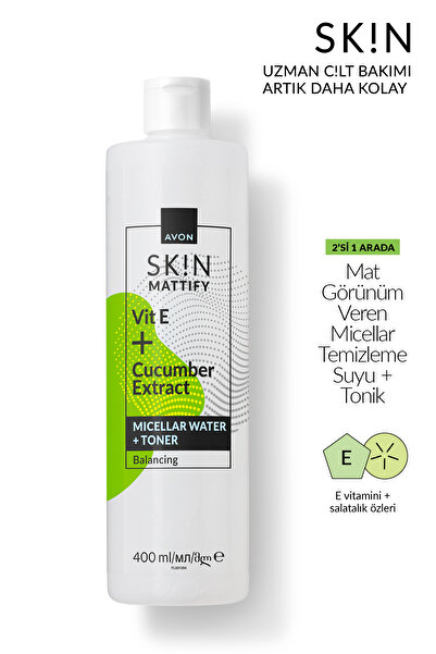 AVON SK!N Mat Görünüm Veren Micellar Temizleme Suyu + Tonik 400 Ml.