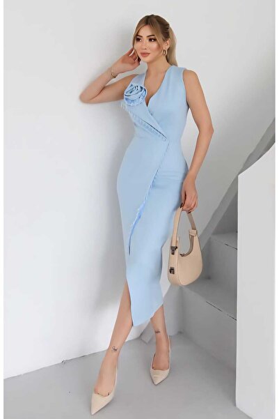 Gülen Moda KADIN Bebe Mavisi Zarif İşlemeli Şık ABİYE