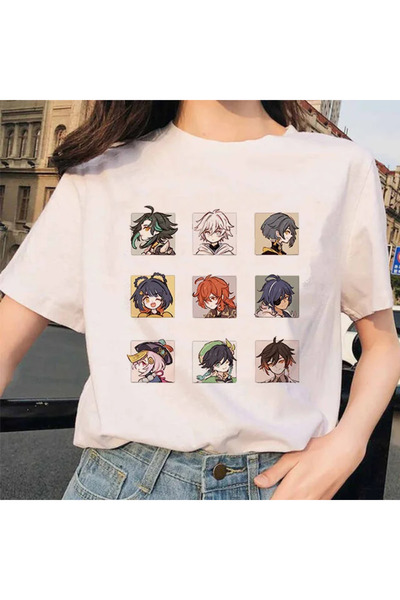 Tarzsokak Desen animat cu personajele albe Paimon, Genshin Impact, Venti, Xia...