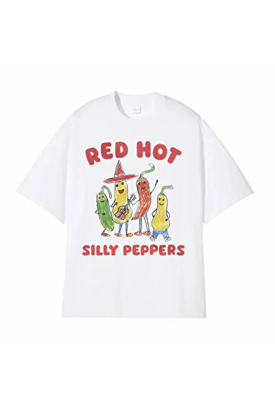 Tarzsokak Бяла червена люта пиперка забавна мем ретро блуза с къс ръкав