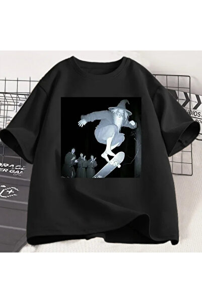 Tarzsokak تي شيرت أسود كوميدي عتيق بتصميم تزلج قابل للتنفس فضفاض هيب هوب ملاب...