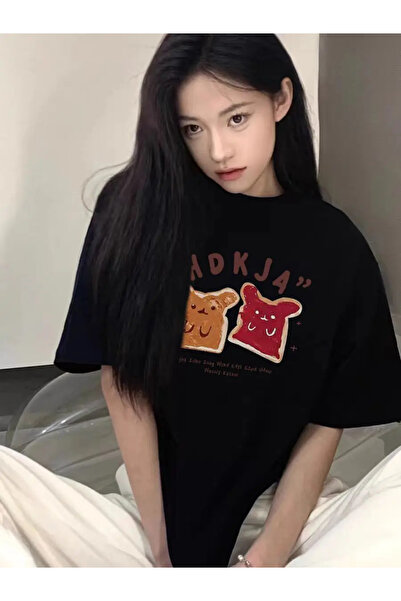 Tarzsokak Imprimeu negru cu desene animate de vară, stil nou, lejer, cu talie...