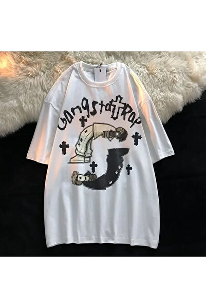 Tarzsokak تريند صيفي كارتوني أبيض هيب هوب للزوجين Y2k